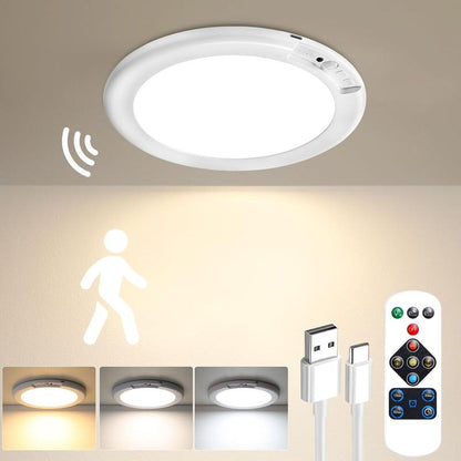 🏠💡Rechargeable Motion Sensor Ceiling Light with Remote - Magnetic Wireless Ceiling Light Battery Powered for Closet Shower Stairs Shed Hallway Porch Patio ect