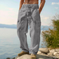 Men’s Breathable Linen Cargo Pants with Multi-Pockets