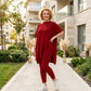 Women's two-piece stretch knit set (top + trousers)