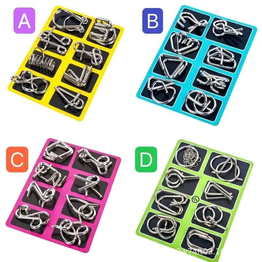 Metal Puzzle Ring Eight-Piece Blue Version Brain Teasers