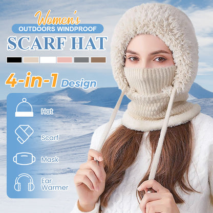❄️ Wind-Blocking Warmth, Head-to-Neck Coverage | Women's Outdoors Windproof Scarf Hat