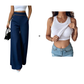 ⌛Limited-Time Offer🛍️Women's High-Waisted, Highly Stretchy Wide-Leg Pants with Contrast-Color Piping