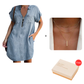 ⌛Limited-Time Offer⏰-Women's Loose-Fitting Collared Zipper Denim Dress with Pockets
