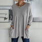 💞 Relaxed Fit, Easy Match Style | Women's Round Neck Long Sleeve Loose Pocket T-Shirt