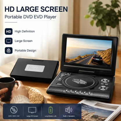 📺 7.8" HD Portable DVD/EVD Player – Large Screen, Rechargeable & Compatible with DVD/CD/USB/SD – Perfect for Home & Travel 🔥 Last-Day Discount