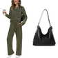 🥳2026 HOT SALE🥳💞60K+ SOLD!✨Women's Crew Neck Top & Drawstring Pants Set3