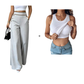 ⌛Limited-Time Offer🛍️Women's High-Waisted, Highly Stretchy Wide-Leg Pants with Contrast-Color Piping