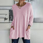 💞 Relaxed Fit, Easy Match Style | Women's Round Neck Long Sleeve Loose Pocket T-Shirt