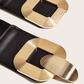 【Factory direct sales】Women's Vintage Gold Buckle High Elastic Leather Belt