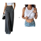 ⌛Limited-Time Offer🛍️Women's High-Waisted, Highly Stretchy Wide-Leg Pants with Contrast-Color Piping