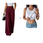 ⌛Limited-Time Offer🛍️Women's High-Waisted, Highly Stretchy Wide-Leg Pants with Contrast-Color Piping