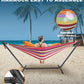 Versatile indoor/outdoor hammock (with stand)—features a portable, space-saving, and durable steel stand; suitable for indoor, outdoor, and patio use; 500 lb weight capacity (Tropical Style).