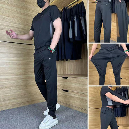 🔥🔥Limited-time 50% discount🔥🔥Men's Casual Sports Short Sleeve Long Pants Two-Piece Set