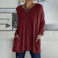 💞 Relaxed Fit, Easy Match Style | Women's Round Neck Long Sleeve Loose Pocket T-Shirt