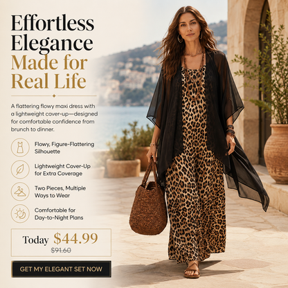 ✨ Two Looks, One Easy Set | Women's Flowy Maxi Dress & Lightweight Cover-Up