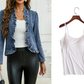 🧥 LIMITED-TIME 60% OFF! ✨ Women's Denim Jacket – Open-Front, Ruffle Trim, Lightweight, Classic Wash ✨