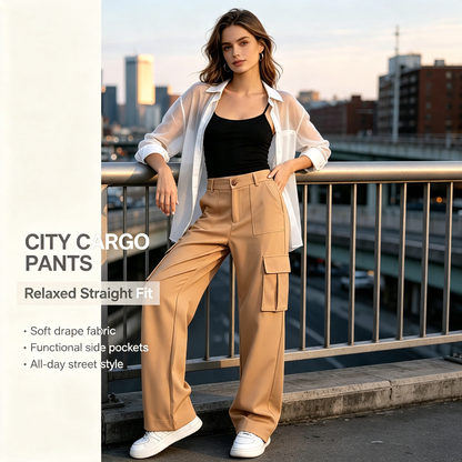 ⌛Limited-Time Offer🛍️Women's Solid-Color Casual Work Pants with Multiple Pockets