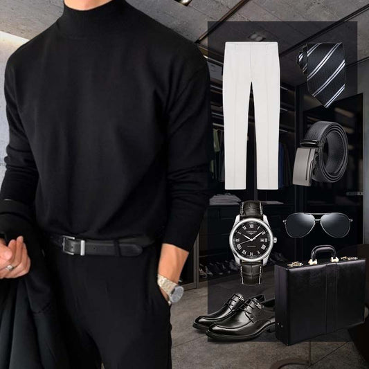 🔥Most comfortable🔥Men's high collar stretch cotton bottoming shirt【45% OFF】