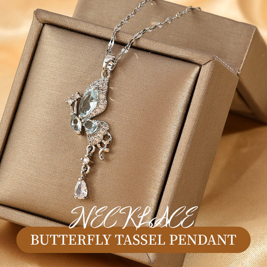 ⏳Time-limited Special⌛Elegant Butterfly Tassel Pendant Necklace