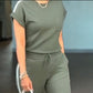 Women's Casual Solid Color Top Drawstring Pants Sports Set