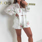 Women's Lightweight Breathable Embroidered Shirt Shorts Set