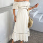 Women's Causal Puffy Short Sleeve Square Neck Dresses