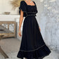 Women's Causal Puffy Short Sleeve Square Neck Dresses