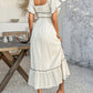Women's Causal Puffy Short Sleeve Square Neck Dresses
