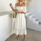 Women's Causal Puffy Short Sleeve Square Neck Dresses