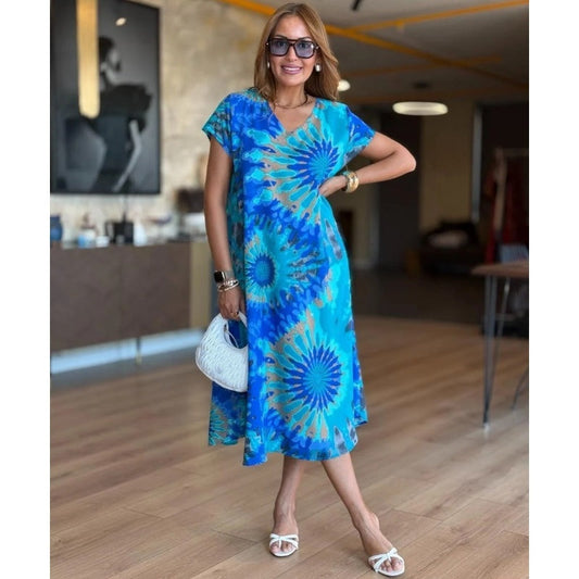 ⏳Time-limited Special 50%OFF💃Women's Casual V-Neck Printed Maxi Dress
