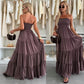 Sexy Sleeveless Solid Color Floor-Length Dress