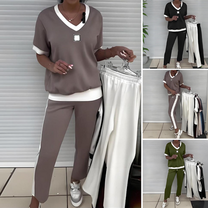 ⏳Time-Limited Special⏰Women's Casual V-Neck Top and Pants Set【High Quality】