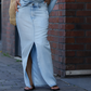 💖High quality 🎁Women's Diagonal Shoulder Top with Split Denim Long Skirt