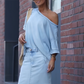 💖High quality 🎁Women's Diagonal Shoulder Top with Split Denim Long Skirt