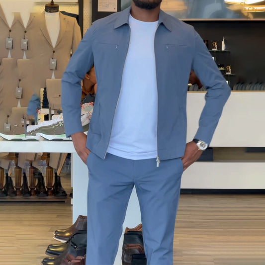 ✈️Free Shipping✈️Men’s Casual Solid Color 2-Piece Set – Jacket & Pants