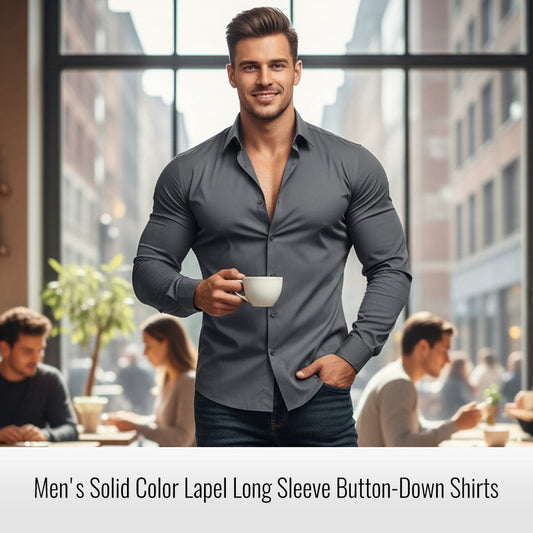 🔥LAST DAY SALE 60% OFF🔥High Quality Men's Four Seasons Solid Color Lapel Long Sleeve Button Shirt
