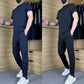 Men’s Casual Ice Silk Stretch T-Shirt & Pants Two-Piece Set