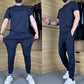 Men’s Casual Ice Silk Stretch T-Shirt & Pants Two-Piece Set