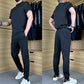 Men’s Casual Ice Silk Stretch T-Shirt & Pants Two-Piece Set