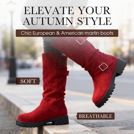 👢 Pull On & Go | Women's Slouchy Faux Suede Mid-Calf Boots