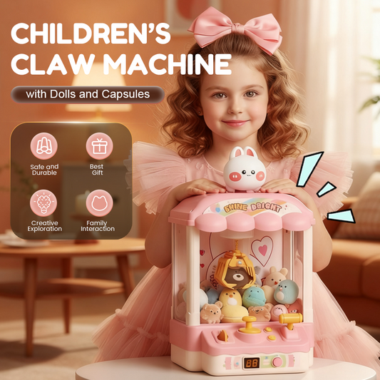 🐾 Cute Animal Claw Machine for Kids 🎉 Includes Plush Toys & Capsule Toys – Hours of Fun! 🧸✈️Free shipping