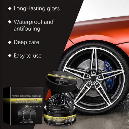🚗 BUY 1 GET 1 FREE✨ Tire Wax – Restores Black Gloss, Blocks UV, Repels Dirt & Easy Quick🛞