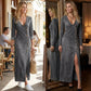 ❤️Women's Long-Sleeved V-Neck Long Denim Dress with Slits for All Seasons