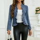 🧥 LIMITED-TIME 60% OFF! ✨ Women's Denim Jacket – Open-Front, Ruffle Trim, Lightweight, Classic Wash ✨