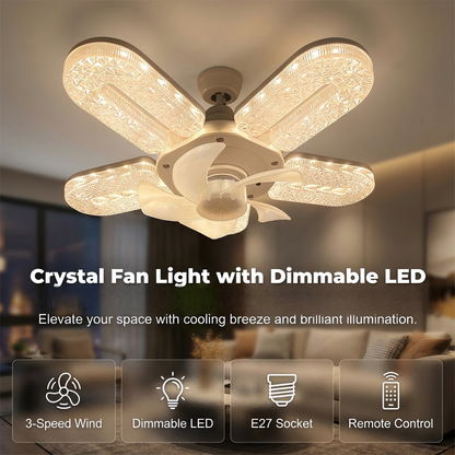 💥 60% OFF 🔥Limited-time offer 💡 Crystal-Effect LED 5-Blade LED Fan Light