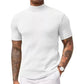 👕 Clean Neckline, Textured Comfort | Men's Slim Mock Neck Ribbed T-Shirt 🍁