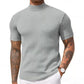 👕 Clean Neckline, Textured Comfort | Men's Slim Mock Neck Ribbed T-Shirt 🍁