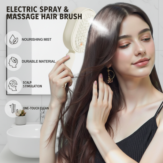 📢📢59% OFF!! ⏰✨Electric Hairbrush with Spray & Massage – Gentle detangling, nourishing mist. Soft bristles, one‑key clean.