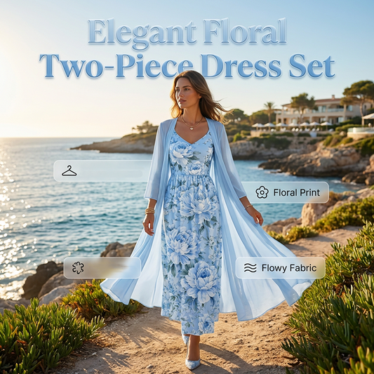 🌸👗Women's Elegant Two-Piece Floral Dress Set – Perfect and elegant style✨