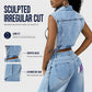 🎉NEW HOT SALE — Over 58K Sold! 💞 Women Sleeveless High Slit Denim Vest Dress Longline Jean Jacket